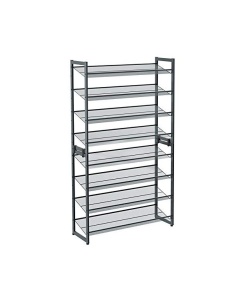 Cipőtároló szett 2 darabos, rakásolható, Songmics, 8 polcos, fém, LMR08GB, 92x30x163 cm