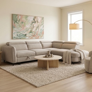 Coltar stanga extensibil Napia, Bej, 210x249x98 cm