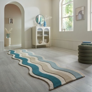 Covor traversa Cascade Wool Albastru 80x300 cm