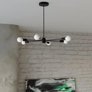 Csillár, Lango, fekete, 66x66x46 cm - Img 8