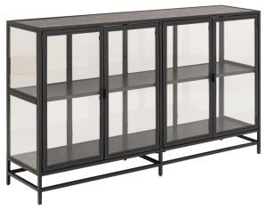 Dulap cu vitrina Seaford, Negru, 86.4x152.4x35 cm - Img 3