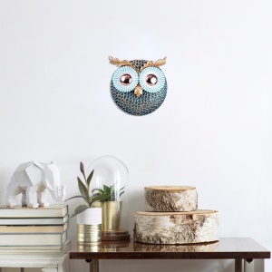 Fém fali dekoráció, Owl, ezüst, 19x19 cm