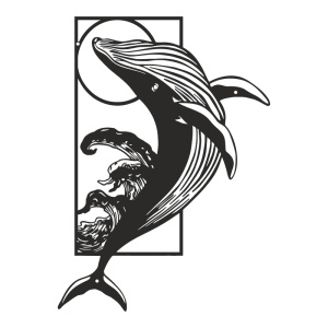 Fém fali dekoráció, Whale, fekete, 0.2x38x50 cm - Img 1