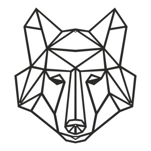 Fém fali dekoráció, Wolfo, fekete, 0.2x40x40 cm