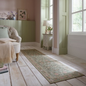 Futószőnyeg, Flair Rugs Una Floral Washable, zöld, 60x230 cm