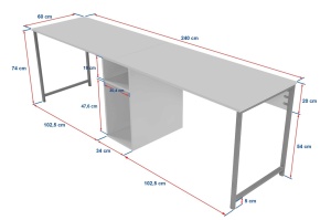 Íróasztal, Twin Study Desk, sötétzöld - Img 11
