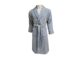 Jacquard velúr fürdőköpeny, Clerica, uniszex, kék
