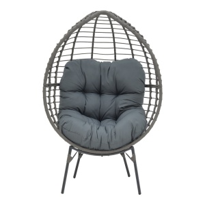 Kerti fotel, Nestie, rattan, szürke fém lábak, szürke párna, 102x80x155 cm - Img 4