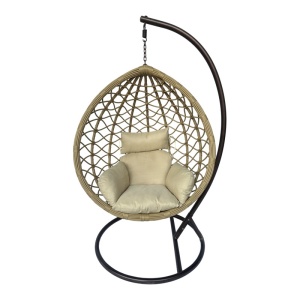 Kerti hintaágy, Lyere, Pako World, barna-bézs, rattan, 120x108x195 cm - Img 3