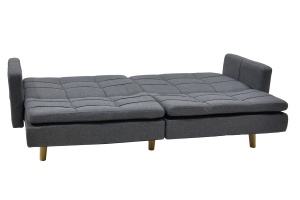 Kihúzható kanapé háromszemélyes, rugalmas, textil, sötétszürke, 198x87x76 cm - Img 7
