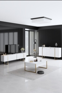 Konzolasztal, Luxe, fehér, 160x35x80 cm - Img 2