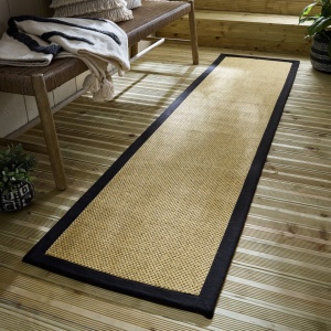 Kültéri futószőnyeg, szizál hatású, Flair Rugs, fekete, 60x230 cm