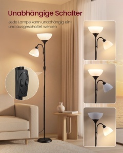 Lampadar LED Lusia, Negru, 38.5x23.5x176 cm - Img 2