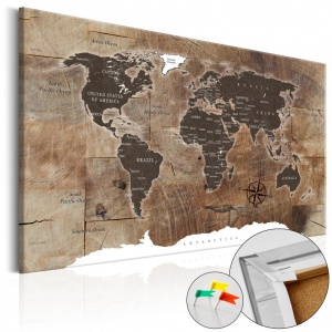 Parafa kép Wooden Mosaic [Cork Map], 90x60 cm
