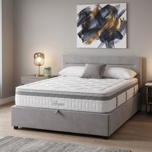 Pat cu saltea si depozitare, Molito Utopia, Pako, Gri 158x214x91 cm
