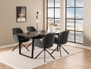 Scaun dining Aura, Gri, 90x62x61 cm - Img 2