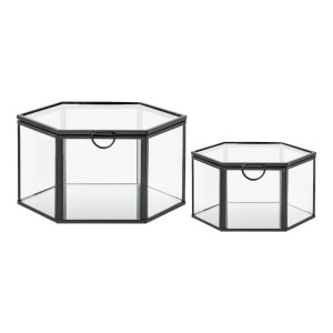 Set 2 piese Cutii decorative, Negru, 14.5x16x8.5 cm - Img 5