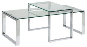Set 2 piese Masute de cafea Katrine, Transparent, 45x115x69 cm - Img 3