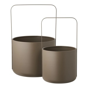 Set 2 piese Suporturi pentru ghivece, Maro, 24.5x24.5x38.5 cm - Img 3