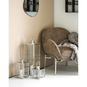 Set 3 piese Felinare decorative pentru lumanari Pota, Argintiu, 17x16x20 cm - Img 3