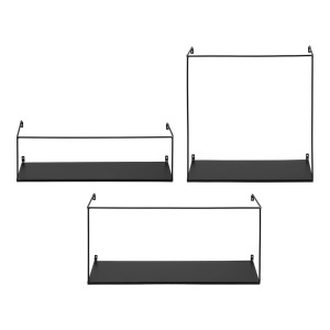 Set 3 piese Rafturi de perete Ulmo, Negru, 55x20x25 cm - Img 3