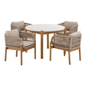 Set 5 piese Masa dining si scaune pentru gradina Terracina, Maro, 120x63x76 cm - Img 5