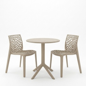 Set mobilier dining 3 piese Mercon Hush, Cappuccino, 60x60x75 cm - Img 2