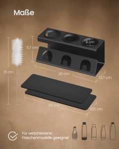 Suport uscare vase / sticle Songmics, Paxton, Negru, 30x13.7x11.7 cm - Img 2