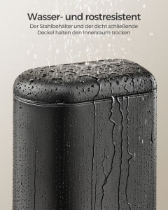 Szemetes, Songmics, fekete, 31.5x19x39 cm - Img 4