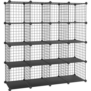 Tárolódoboz szett 16 db, Songmics, fekete, 123x31x123 cm - Img 2