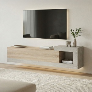 TV-szekrény, Flato, fali, szürke, 150x29.5x38.5 cm