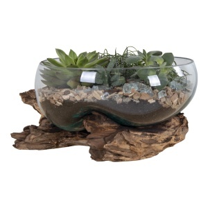 Vaza din sticla topita San Marino Waterdrop, Natural, 26x26x20 cm - Img 4