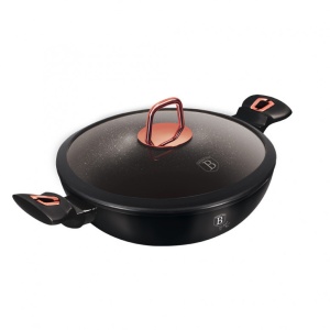 Wok serpenyő fedővel, fekete Rose Collection, 30 cm