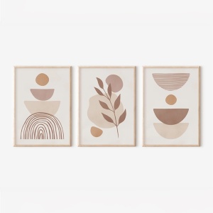 3 darabos fali kép szett, Binbia, többszínű, 33x1.5x48 cm