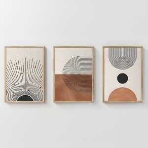3 darabos fali kép szett, Jemba, többszínű, 33x1.5x48 cm