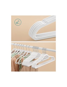 Bársony vállfa szett, 50 darabos, Songmics, CRF020W02, fehér, 43.5 cm - Img 3