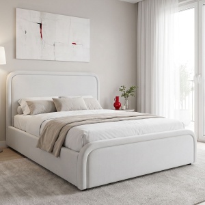 Cadru de pat cu spatiu de depozitare Bendy, Bej, 222x133x110 cm