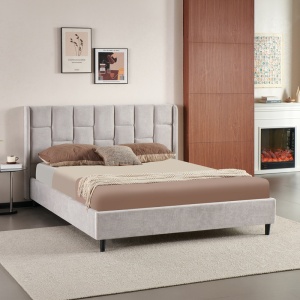 Cadru de pat Sensa, Gri deschis, 108x215x177 cm