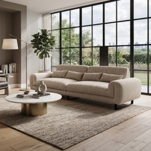 Canapea extensibila cu 4 locuri Dorana, Bej, 89x286x83 cm