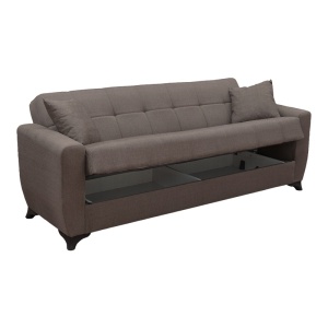 Canapea extensibila cu spatiu de depozitare Modesto, Maro, 215x75x85 cm - Img 4