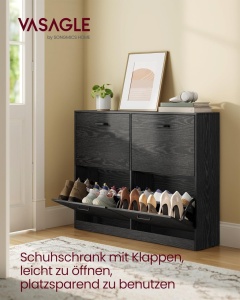 Cipősszekrény, 16-28 párnak, Vasagle, fekete, 24 x 105.5 x 82.7 cm