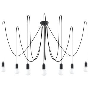 Csillár 7 égővel, Edison, fekete, 300x300x150 cm