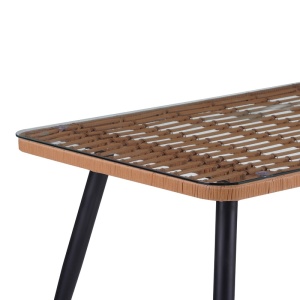 Étkezőasztal, Naoki, Pako World, üveg-rattan, fa, 140x80x78 cm - Img 4