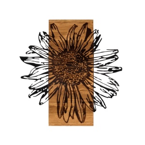 Fa és fém kép Daisy, fekete, 56x58 cm - Img 5