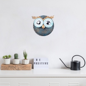 Fém fali dekoráció, Owl, téglavörös, 19x19 cm