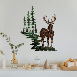 Fém fali kép Deer, sokszínű, 65x79 cm