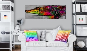 Festmény Colourful Alligator, 135x45 cm - Img 2