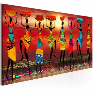 Festmény, Táncoló afrikai nők, 120x40 cm