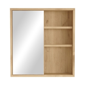 Fürdőszoba szekrény tükörrel, Bagno Pako World, natúr, 60x14x63 cm