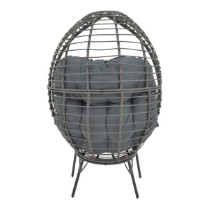 Kerti fotel, Nestie, rattan, szürke fém lábak, szürke párna, 102x80x155 cm - Img 5